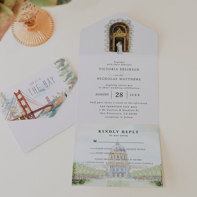 Invitation Tout En Un Mariage illustré de San Francisco (Créateur téléchargé)