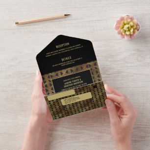 Invitation Tout En Un Mariage inspiré de Gatsby dans l'art déco noir et