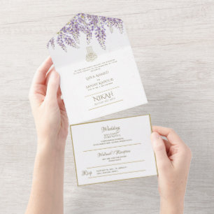 Invitation Tout En Un Mariage islamique NIKAH WALLIMAH Fleurs