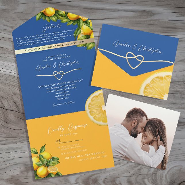 Invitation Tout En Un Mariage Méditerranéen au Citron (Créateur téléchargé)