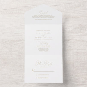 Invitation Tout En Un Mariage minimaliste à l'élégance or  