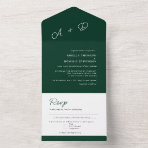 Invitation Tout En Un Mariage minimaliste Emerald Green