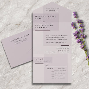 Invitation Tout En Un Mariage minimaliste Lavender Grey Neutre