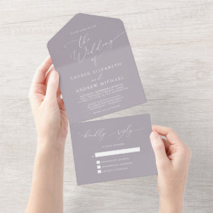 Invitation Tout En Un Mariage minimaliste Lavender tout en une invitatio