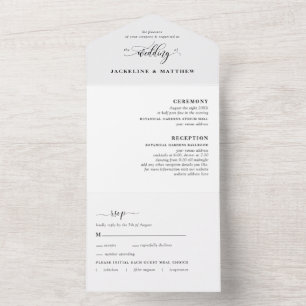 Invitation Tout En Un Mariage minimaliste moderne avec RSVP perforé