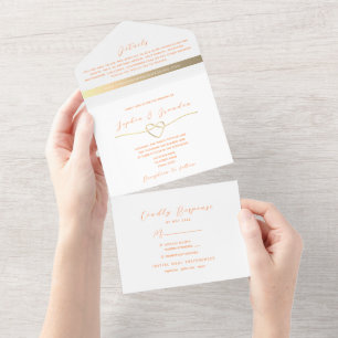 Invitation Tout En Un Mariage minimaliste moderne Peach Fuzz
