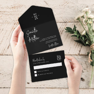 Invitation Tout En Un Mariage minimaliste moderne simple noir