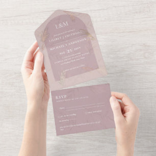 Invitation Tout En Un mariage minimaliste Pampas de 3in1 TYPOGRAPHIE de 