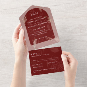 Invitation Tout En Un mariage minimaliste Pampas de 3in1 TYPOGRAPHIE de 