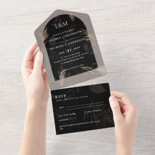 Invitation Tout En Un mariage minimaliste Pampas de 3in1 TYPOGRAPHIE de 
