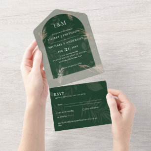 Invitation Tout En Un mariage minimaliste Pampas de 3in1 TYPOGRAPHIE de 