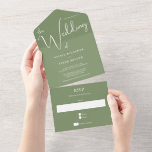 Invitation Tout En Un Mariage minimaliste Sage
