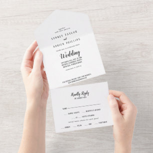 Invitation Tout En Un Mariage minimaliste simple