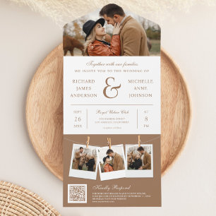 Invitation Tout En Un Mariage moderne avec code QR photo esperluette bei