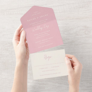 Invitation Tout En Un Mariage moderne Bailee Pink