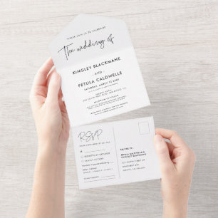 Invitation Tout En Un Mariage moderne minimaliste