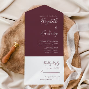 Invitation Tout En Un Mariage Moderne Minimaliste Bordeaux