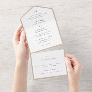 Invitation Tout En Un Mariage Moderne Monogramme Neutre Élégant et Terri