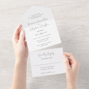 Invitation Tout En Un Mariage Moderne Noir et Blanc Épuré