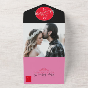 Invitation Tout En Un Mariage Moderne Noir Magenta