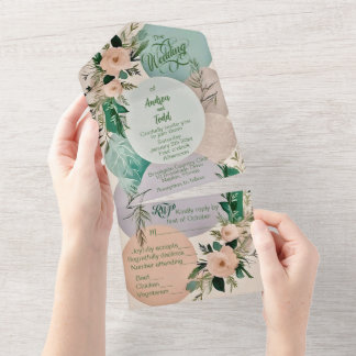 Invitation Tout En Un Mariage moderne pastel boho-chic
