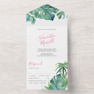 Invitation Tout En Un Mariage moderne Tropical Chic Tout en un