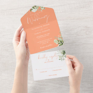 Invitation Tout En Un Mariage Monogramme de la Végétation Botanique de P