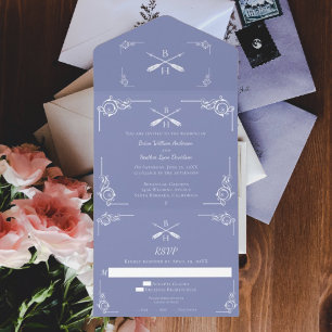 Invitation Tout En Un Mariage Monogramme et Flèches de périphérie