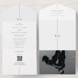 Invitation Tout En Un Mariage Monogramme minimaliste moderne photo en li