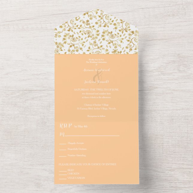 Invitation Tout En Un Mariage nocturne hivernale Peach (À l'intérieur)