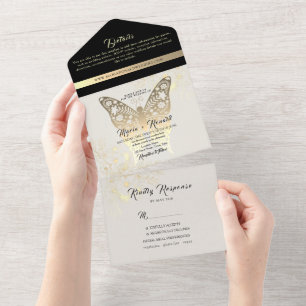 Invitation Tout En Un Mariage noir et blanc chic