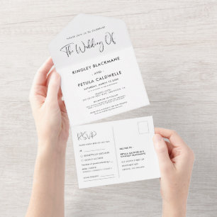 Invitation Tout En Un Mariage noir et blanc élégant et moderne