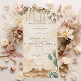 Invitation Tout En Un Mariage occidental floral Boho