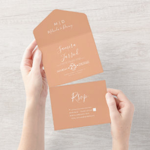 Invitation Tout En Un Mariage Orange Ton Simple Chaud 