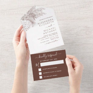 Invitation Tout En Un Mariage Pampas Boho Grass minimaliste Terracotta