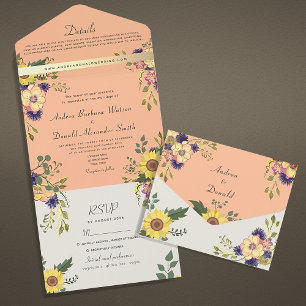 Invitation Tout En Un Mariage Peach Fuzz