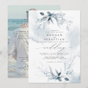Invitation TOUT en UN Mariage personnalisé Dusty Blue