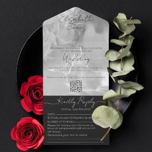 Invitation Tout En Un Mariage photo Black & White Modern Elegant Script