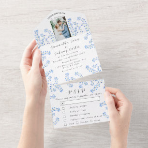 Invitation Tout En Un Mariage photo Bluebells Blue Floral