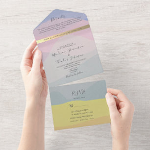 Invitation Tout En Un Mariage photo coloré Boho moderne