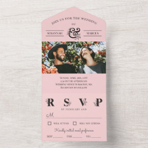 Invitation Tout En Un Mariage photo de l'esperluette rose clair