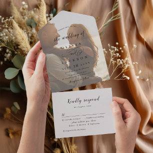 Invitation Tout En Un Mariage photo de script romantique simple