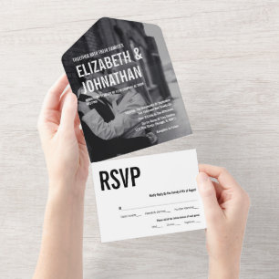 Invitation Tout En Un Mariage photo de typographie simple et minimale