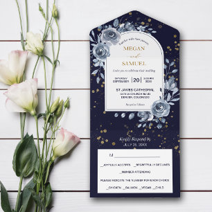 Invitation Tout En Un Mariage photo Dramatic Blue Rose Bouquet