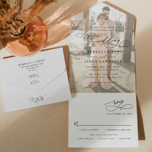 Invitation Tout En Un Mariage Photo Moderne Élégant