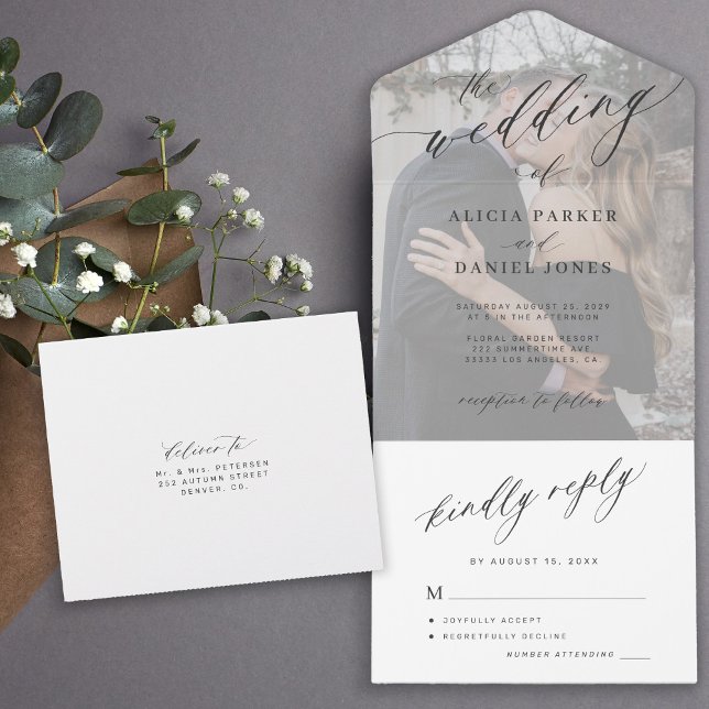 Invitation Tout En Un Mariage photo moderne et élégant (Créateur téléchargé)