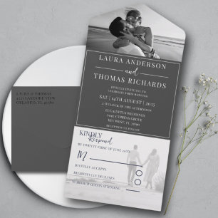 Invitation Tout En Un Mariage photo moderne noir et blanc