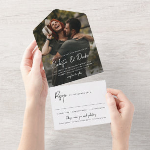 Invitation Tout En Un Mariage photo pour les noms de script modernes