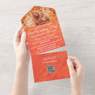 Invitation Tout En Un Mariage-Photo Vibes d'automne-Style d'automne-