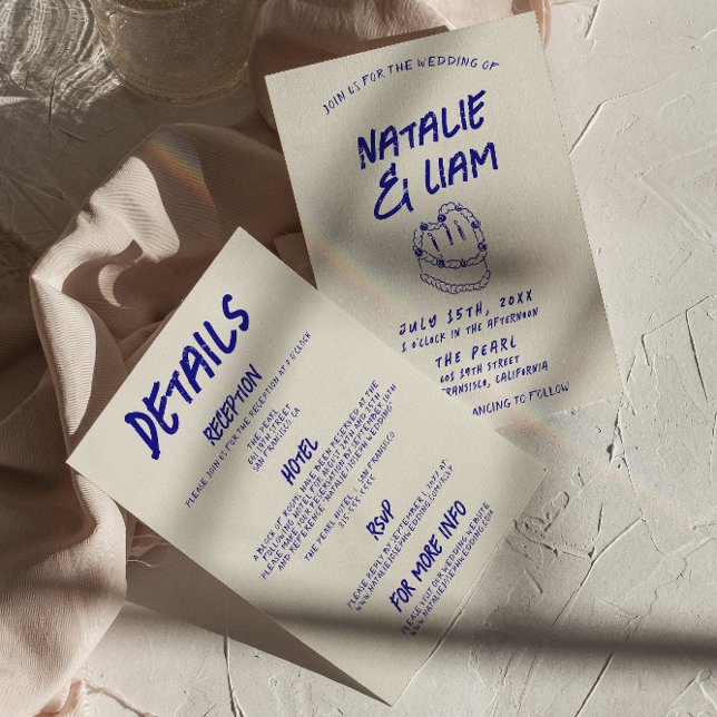 Invitation Tout en un Mariage rétro de gâteau tiré main (Créateur téléchargé)